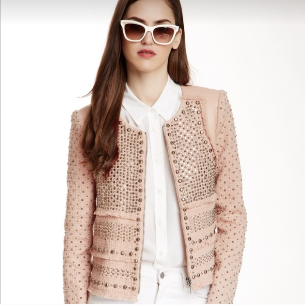 Rebecca Taylor Lamb Leather Studded Jacket